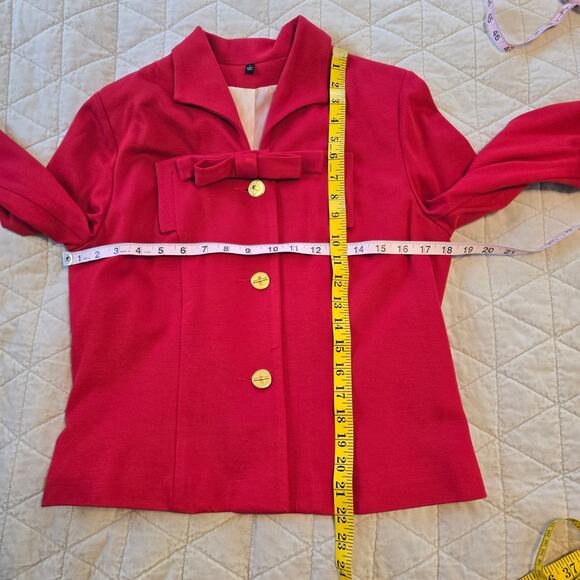 Cabi Beau Jacket Women's 6 Red Gold Button Blazer Bow Classic Career Romantic - Picture 11 of 15